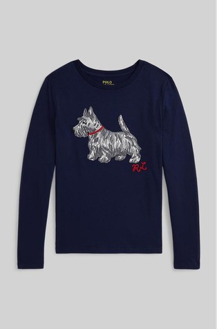 Pamučna majica dugih rukava s motivom psa