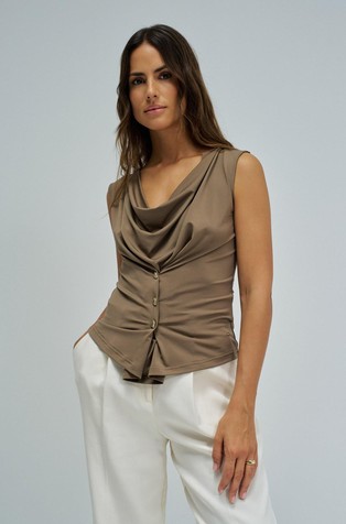 Sleeveless top with buttons