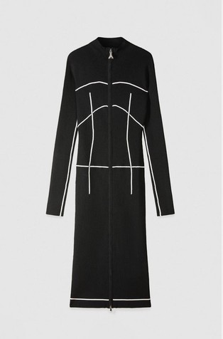 Pletena haljina s patentnim zatvaračem i kontrastnim detaljima