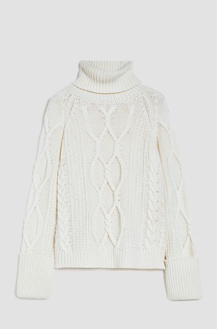 Strukturirano pleten pulover s visokim ovratnikom