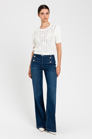 Rupičasto pletena majica s perjem