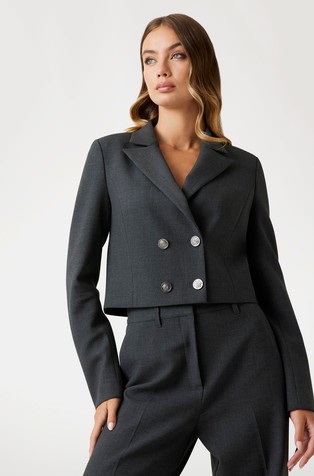 Cropped sako od flanelske tkanine