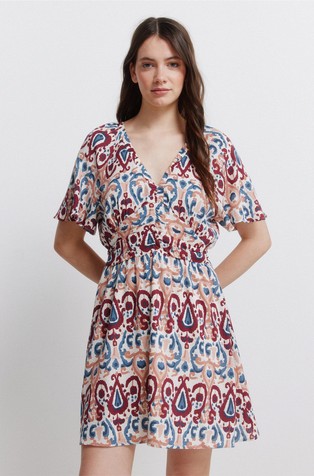 Printed short viscose dress