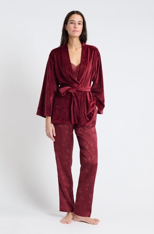 Vera 3-dijelni komplet: satenska pidžama i kućni ogrtač od velura
