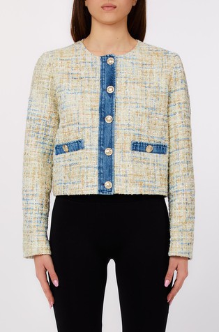 Buklé sako s detaljima od denima