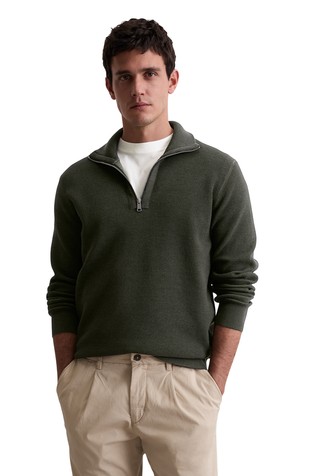 Regular fit pleten pulover s djelomičnim kopčanjem i dvobojnim izgledom