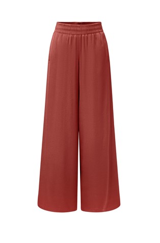 Palazzo trousers with elasticated waistband in satin