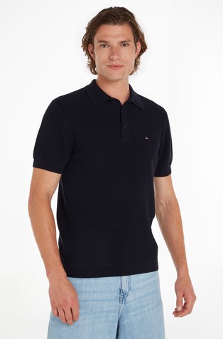 Regular fit pletena polo majica s vafl teksturom
