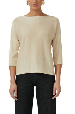 Lightweight fine knit sweater with glitter yarn