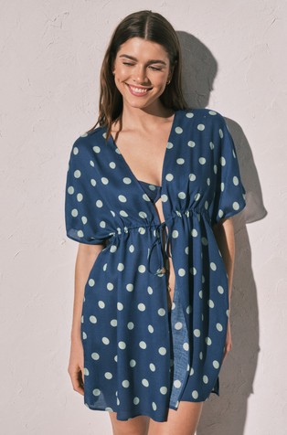 Točkasti kaftan s kratkim rukavima