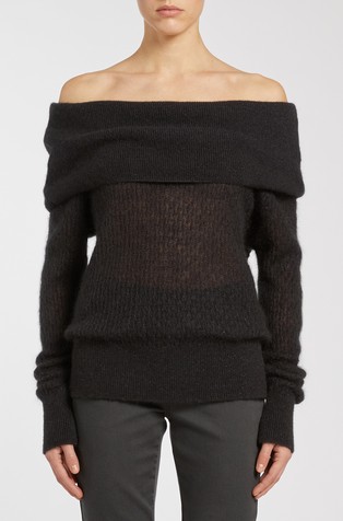 Monochrome pleten pulover s otkrivenim ramenima