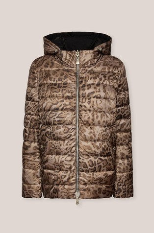 Obostrana prošivena jakna s kapuljačom i životinjskim uzorkom