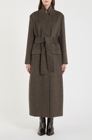 Vuneni kaput s trakom za vezanje