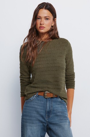 Strukturiran pulover od plišane tkanine