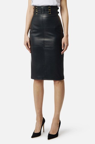 Kožna suknja s logo detaljem
