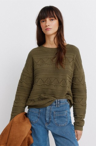 Pointelle jersey-knit jumper