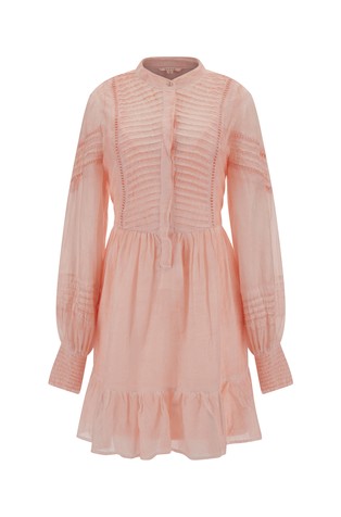 Haljina od mješavine pamuka i svile s volanom