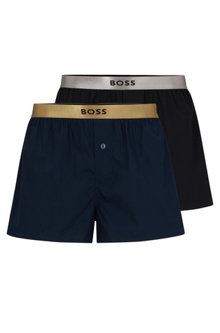 Paket od 2 para pamučnih bokserica s obrubom metalne boje