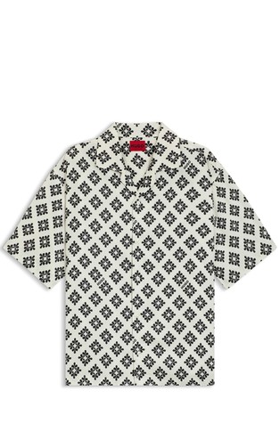 Oversized-fit patterned short-sleeved shirt
