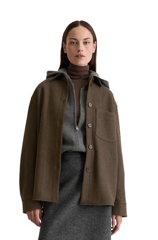 Oversized fit košulja-jakna od viskoze i vune