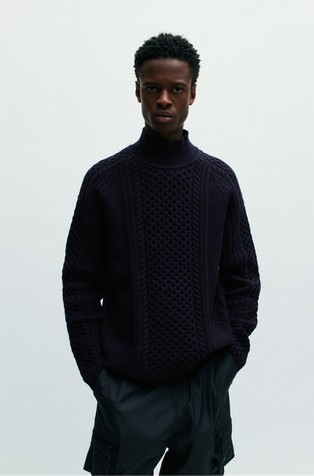 Oversized fit strukturirano pleten pulover od mješavine vune