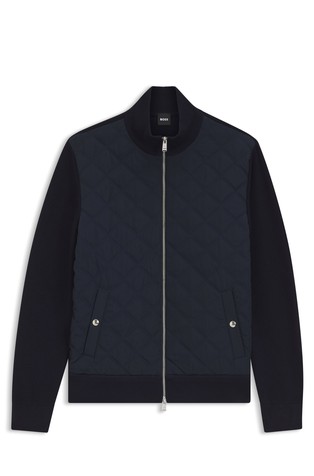 Knitted-wool jacket with quilted front