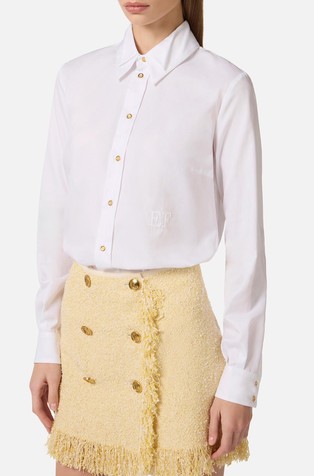 Pamučna košulja s dvostrukim ovratnikom i logo vezom