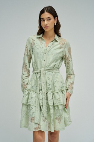 Košulja-haljina od čipke s volanom