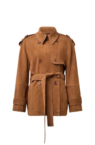 Suede jacket with belt