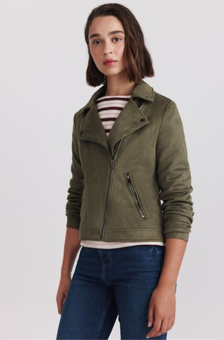 Faux suede biker jacket