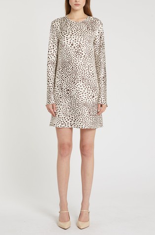 Zvonasta svilena haljina s uzorkom