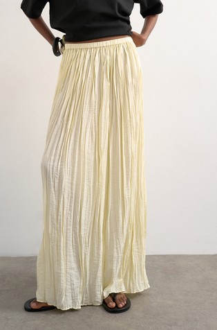 TSTHEA duga suknja u zgužvanom izgledu s visokim strukom