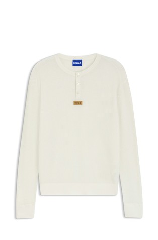 Relaxed-fit Henley sweater in cotton
