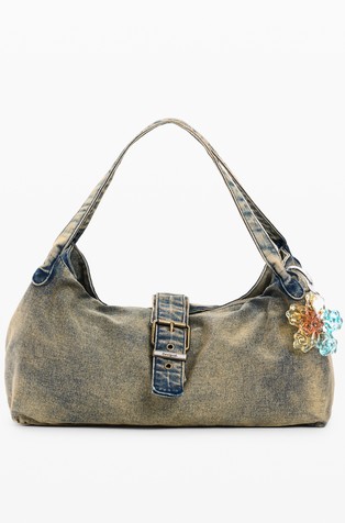 Denim charm bag