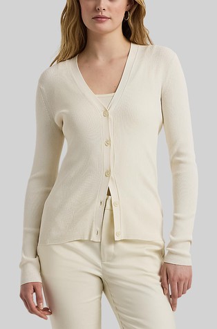 Rebrasto pleten kardigan s V-izrezom