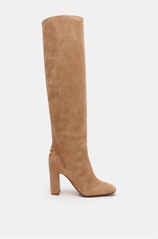 Visoke čizme od brušene kože s petom