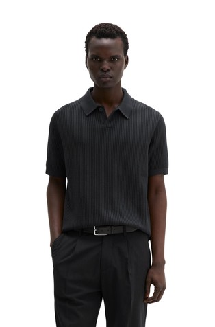 Knit short sleeved polo shirt in organic cotton