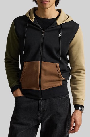 Color-block Double-Knit Full-Zip Hoodie