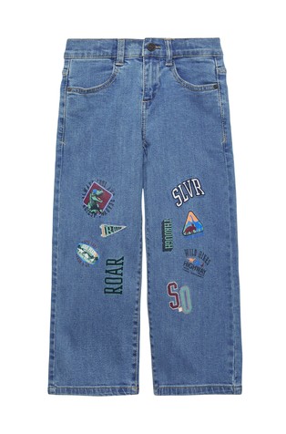 Baggy jeans hlače s otiscima i vezovima