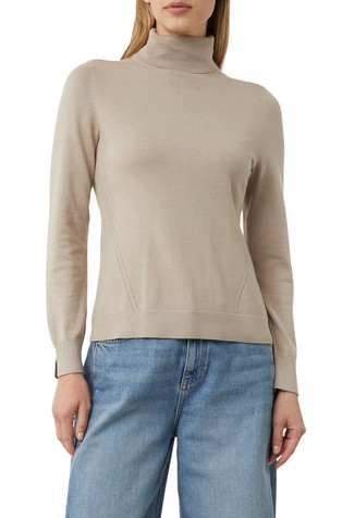 Slim fit pletena dolčevita s prorezom na rukavima