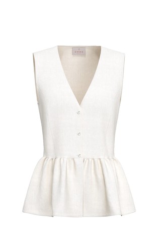 Bluza od mješavine viskoze i lana s volanom