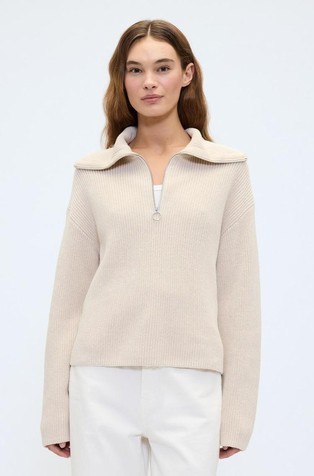 Ženski pleten pulover s djelomičnim patentnim zatvaračem