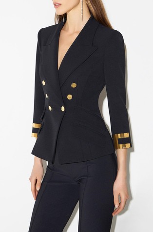 Jacket in double layer stretch crêpe fabric with jewel logo