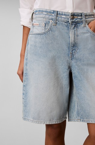 Denim kratke hlače s logo trakom u struku