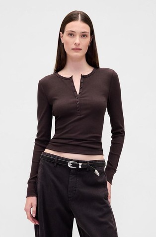 Ženska majica dugih rukava s henley ovratnikom