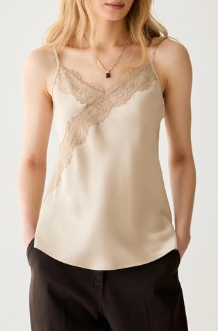 Lace-detail satin top