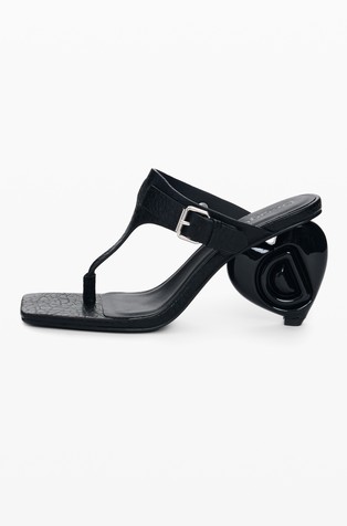 Heeled sandal leather effect