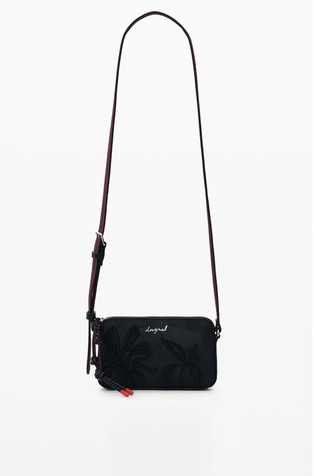 Mini crossbody bag with embroidered flower