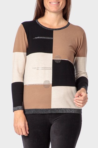 Rhinestone intarsia sweater