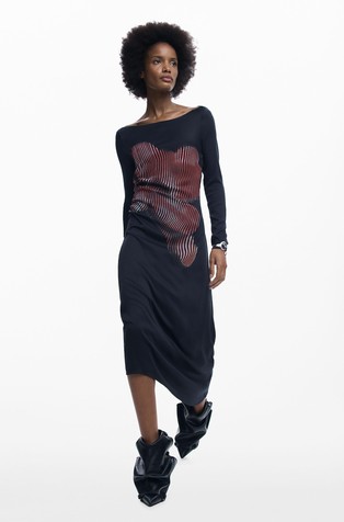 Midi haljina s otisnutim cvijetom